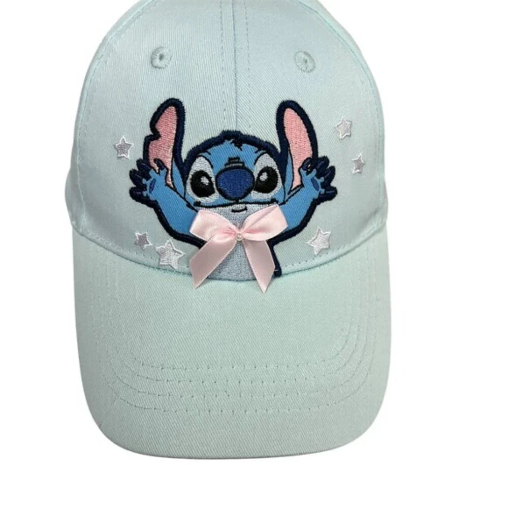 Disney Stitch Lilo & Stitch Snapback Baseball Cap Blue Pink Bow Stars Kids